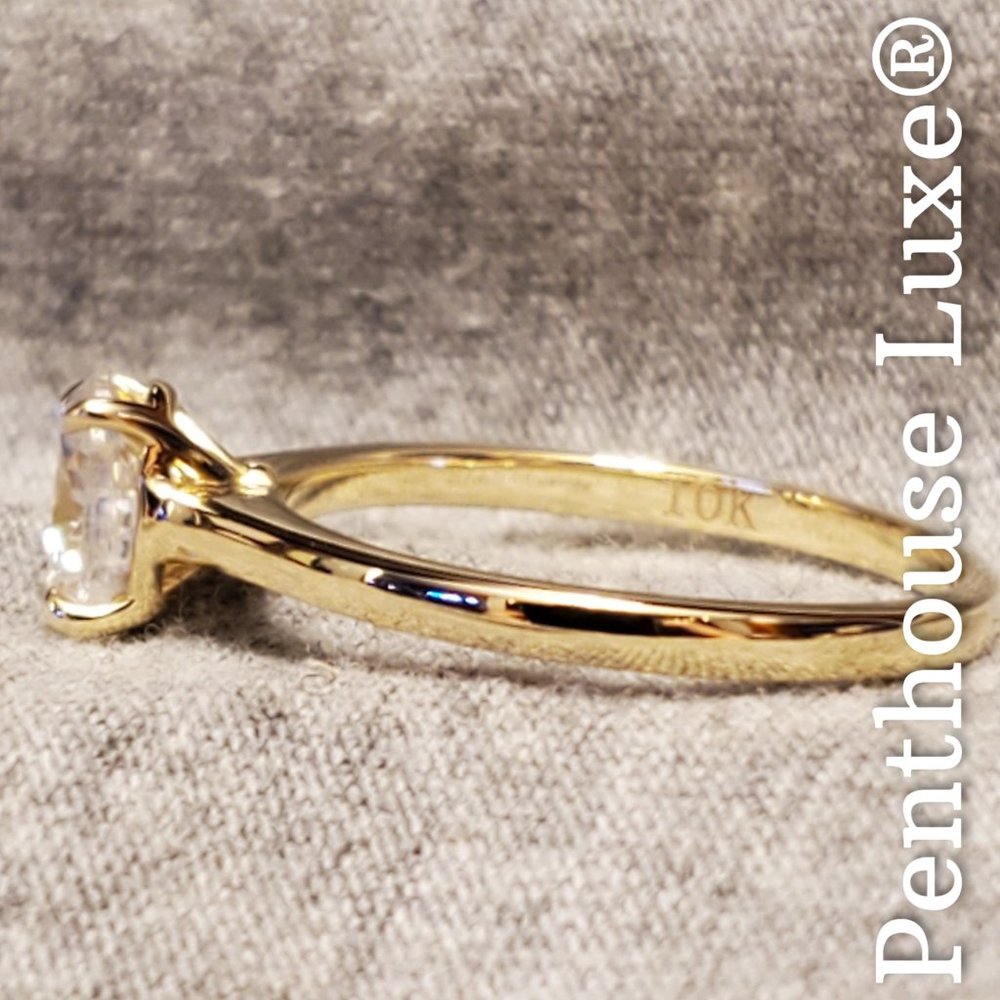 SOLID 10K Yellow Gold 1ct Moissanite Solitaire Wedding Ring - Picture 4 of 7